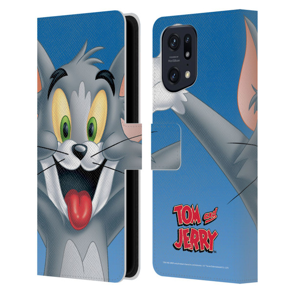 Tom and Jerry Full Face Tom Leather Book Wallet Case Cover For OPPO Find X5