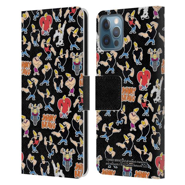 Johnny Bravo Graphics Pattern Leather Book Wallet Case Cover For Apple iPhone 12 / iPhone 12 Pro
