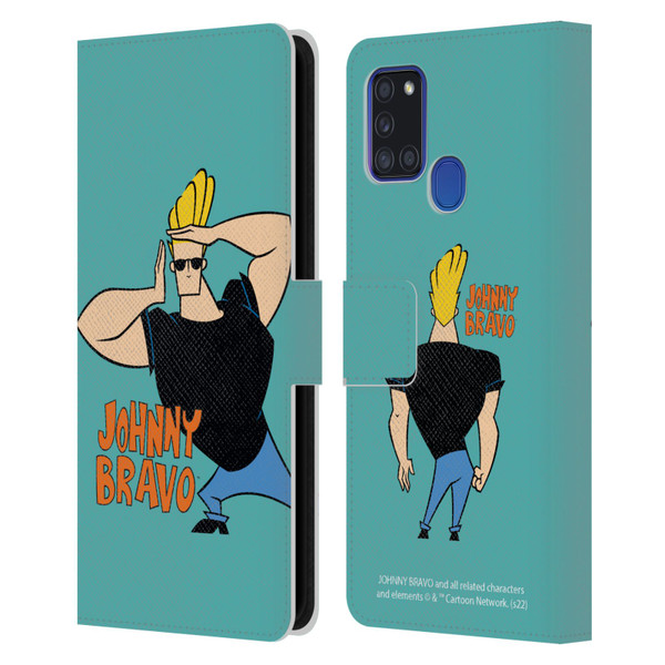 Johnny Bravo Graphics Character Leather Book Wallet Case Cover For Samsung Galaxy A21s (2020)