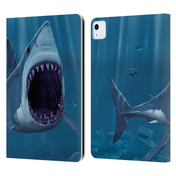 Vincent Hie Underwater Shark Bite Leather Book Wallet Case Cover For Apple iPad Air 2020 / 2022