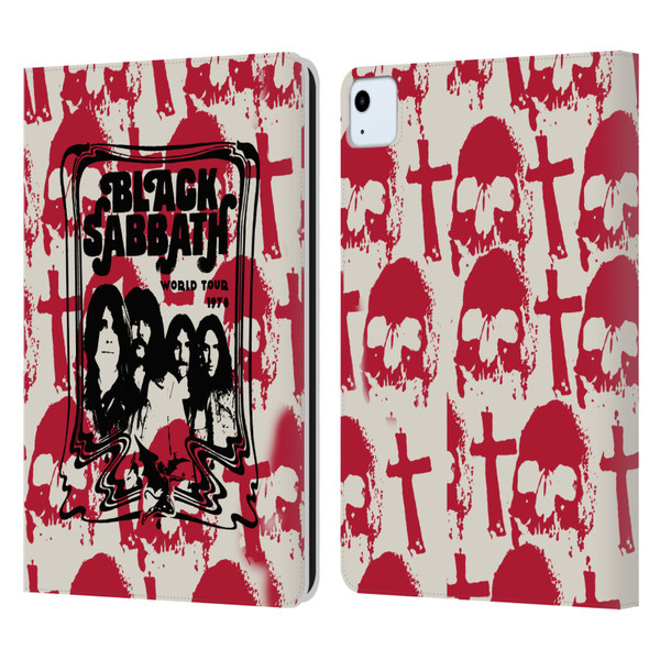Black Sabbath Key Art Skull Cross World Tour Leather Book Wallet Case Cover For Apple iPad Air 2020 / 2022