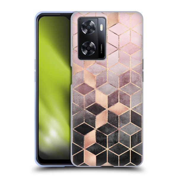 Elisabeth Fredriksson Cubes Collection Pink And Grey Gradient Soft Gel Case for OPPO A57s