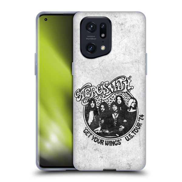 Aerosmith Black And White Get Your Wings US Tour Soft Gel Case for OPPO Find X5 Pro