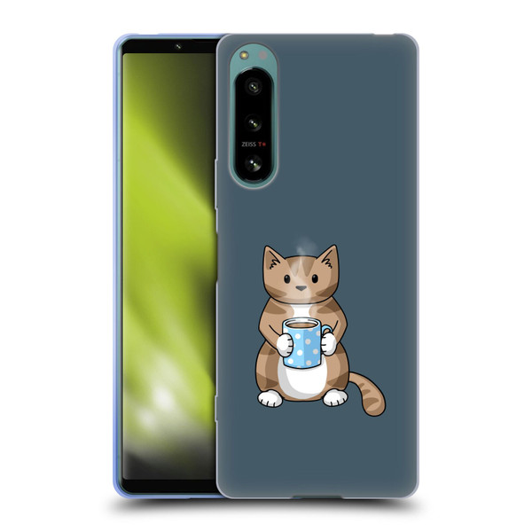 Beth Wilson Doodlecats Coffee Drinking Soft Gel Case for Sony Xperia 5 IV