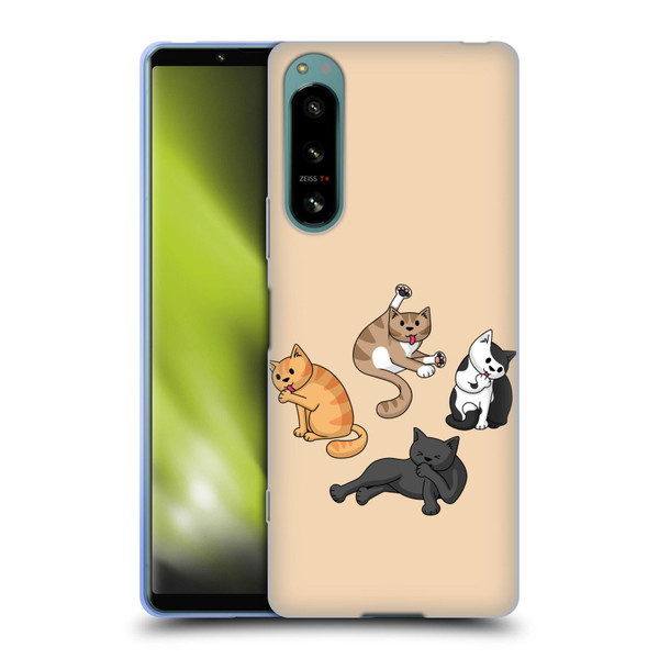 Beth Wilson Doodle Cats 2 Washing Time Soft Gel Case for Sony Xperia 5 IV