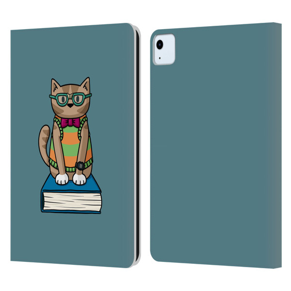 Beth Wilson Doodlecats Nerd Leather Book Wallet Case Cover For Apple iPad Air 11 2020/2022/2024