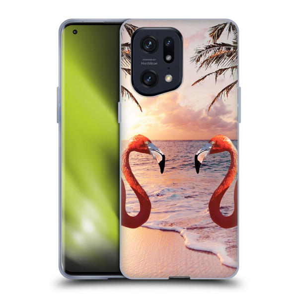 Random Galaxy Mixed Designs Flamingos & Palm Trees Soft Gel Case for OPPO Find X5 Pro