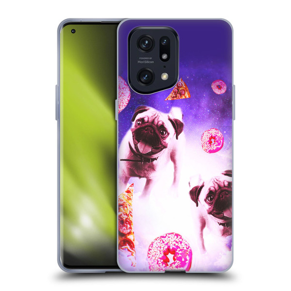 Random Galaxy Mixed Designs Pugs Pizza & Donut Soft Gel Case for OPPO Find X5 Pro
