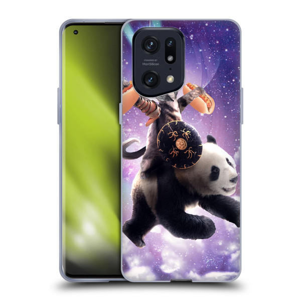 Random Galaxy Mixed Designs Warrior Cat Riding Panda Soft Gel Case for OPPO Find X5 Pro