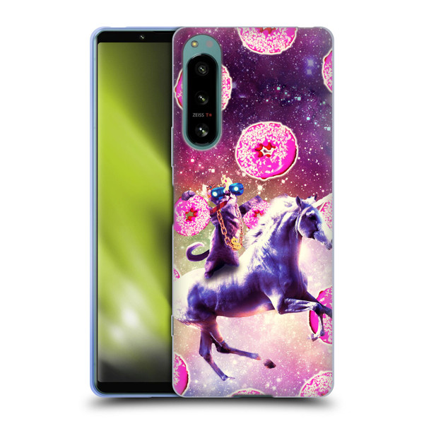Random Galaxy Mixed Designs Thug Cat Riding Unicorn Soft Gel Case for Sony Xperia 5 IV