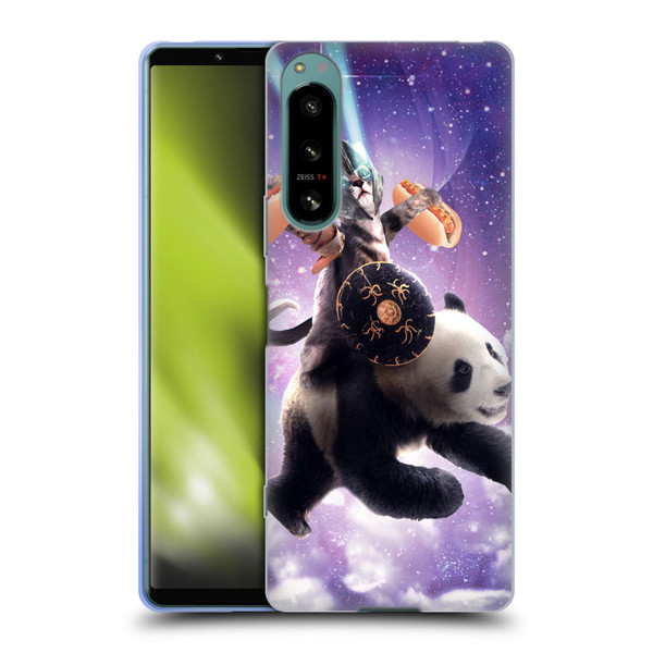 Random Galaxy Mixed Designs Warrior Cat Riding Panda Soft Gel Case for Sony Xperia 5 IV