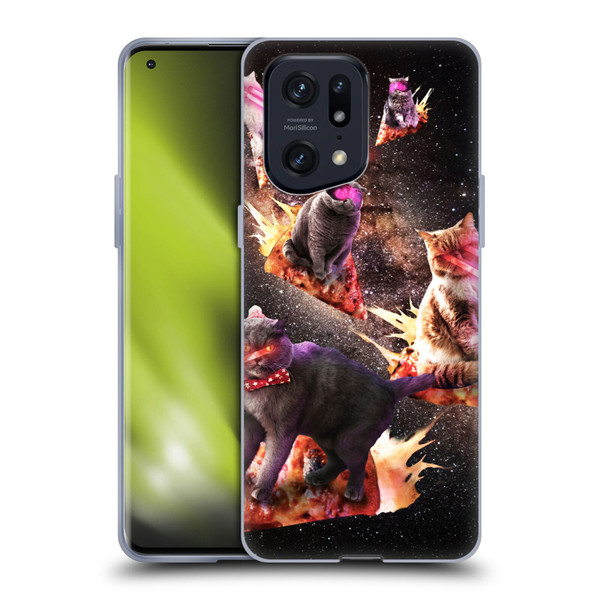 Random Galaxy Space Cat Fire Pizza Soft Gel Case for OPPO Find X5 Pro