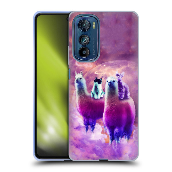 Random Galaxy Space Llama Kitty & Cat Soft Gel Case for Motorola Edge 30