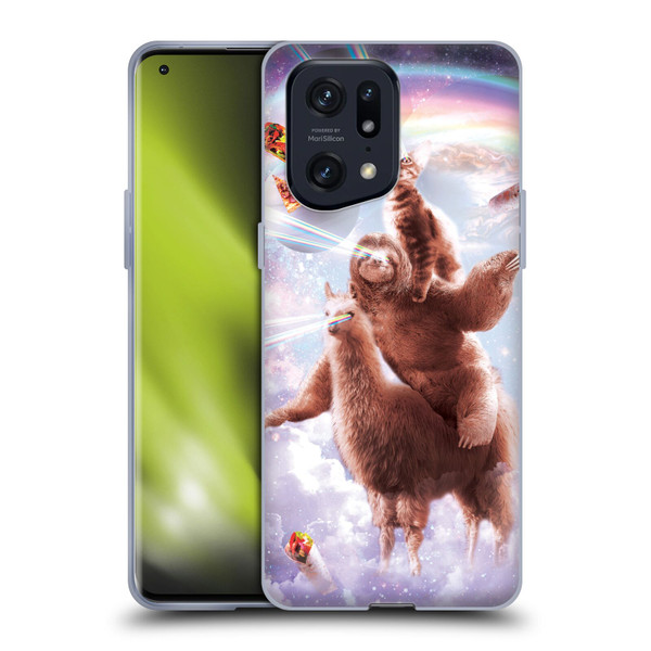 Random Galaxy Space Llama Sloth & Cat Lazer Eyes Soft Gel Case for OPPO Find X5 Pro