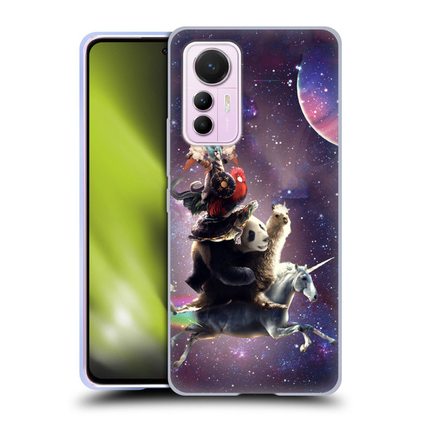 Random Galaxy Space Llama Unicorn Space Ride Soft Gel Case for Xiaomi 12 Lite