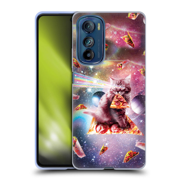 Random Galaxy Space Pizza Ride Outer Space Lazer Cat Soft Gel Case for Motorola Edge 30