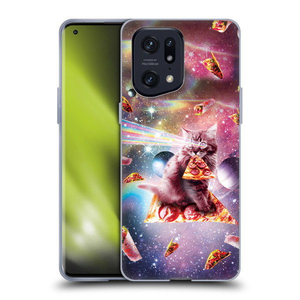 Random Galaxy Space Pizza Ride Outer Space Lazer Cat Soft Gel Case for OPPO Find X5 Pro