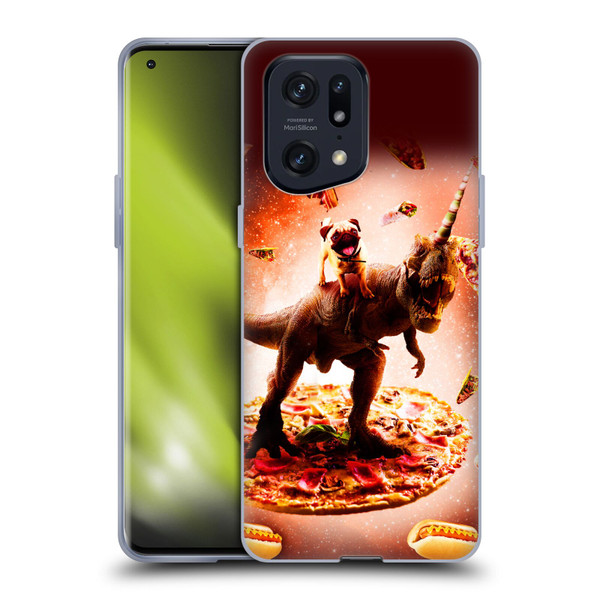 Random Galaxy Space Pizza Ride Pug & Dinosaur Unicorn Soft Gel Case for OPPO Find X5 Pro