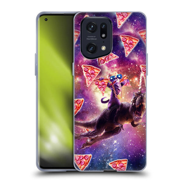 Random Galaxy Space Pizza Ride Thug Cat & Dinosaur Unicorn Soft Gel Case for OPPO Find X5 Pro