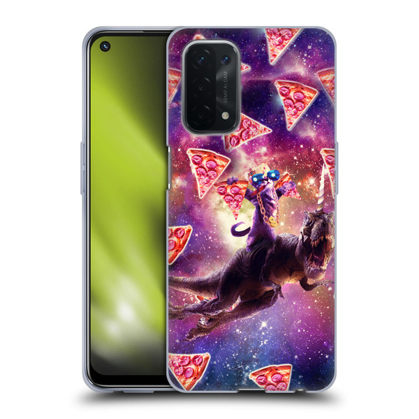 Random Galaxy Space Pizza Ride Thug Cat & Dinosaur Unicorn Soft Gel Case for OPPO A54 5G