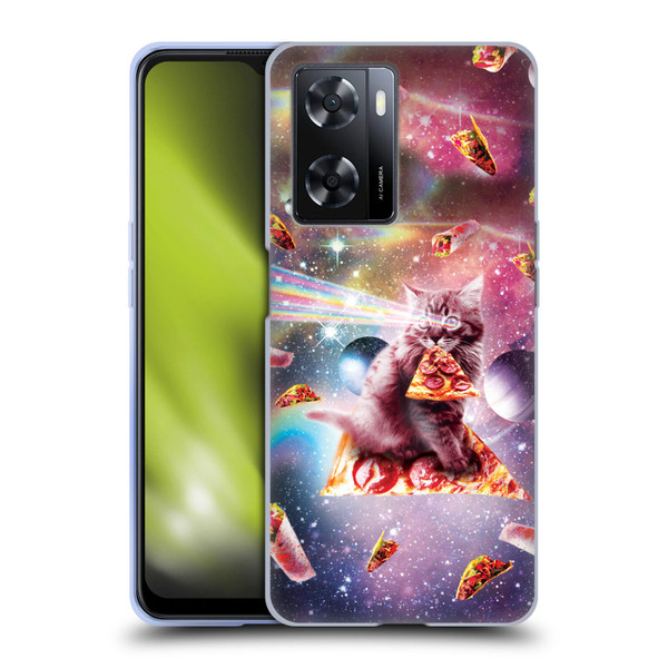 Random Galaxy Space Pizza Ride Outer Space Lazer Cat Soft Gel Case for OPPO A57s