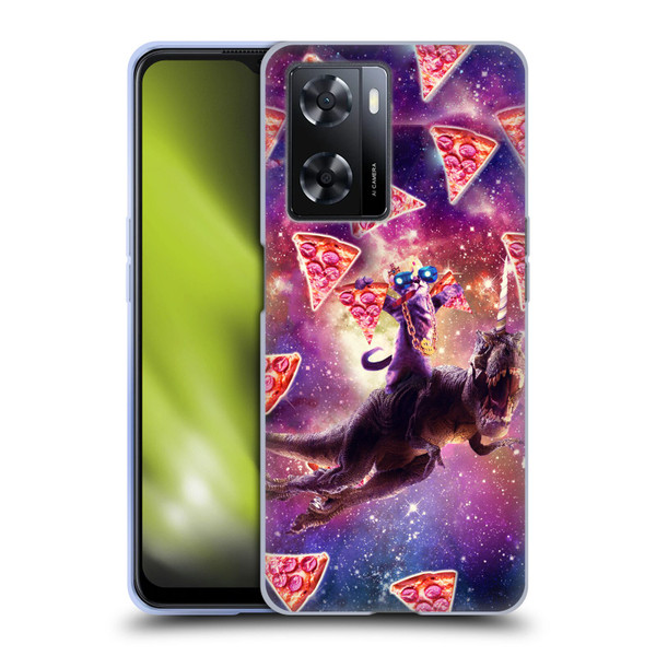 Random Galaxy Space Pizza Ride Thug Cat & Dinosaur Unicorn Soft Gel Case for OPPO A57s