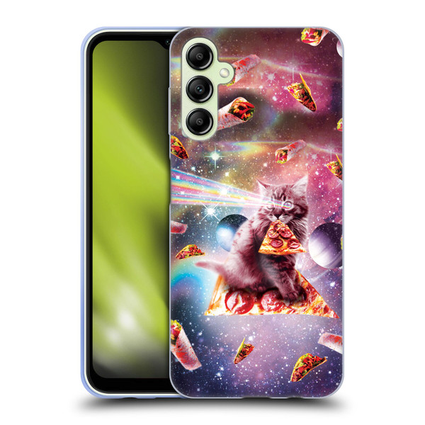Random Galaxy Space Pizza Ride Outer Space Lazer Cat Soft Gel Case for Samsung Galaxy A14 5G