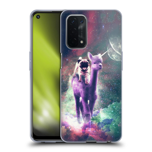 Random Galaxy Space Unicorn Ride Pug Riding Llama Soft Gel Case for OPPO A54 5G