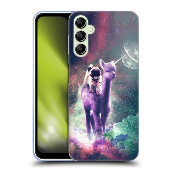Random Galaxy Space Unicorn Ride Pug Riding Llama Soft Gel Case for Samsung Galaxy A14 5G