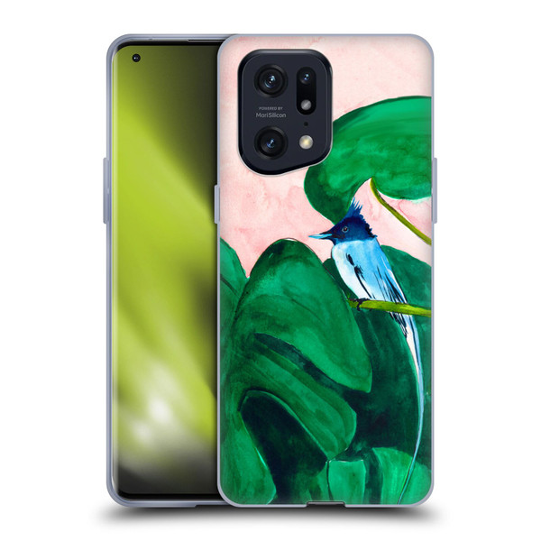 Mai Autumn Birds Monstera Plant Soft Gel Case for OPPO Find X5 Pro