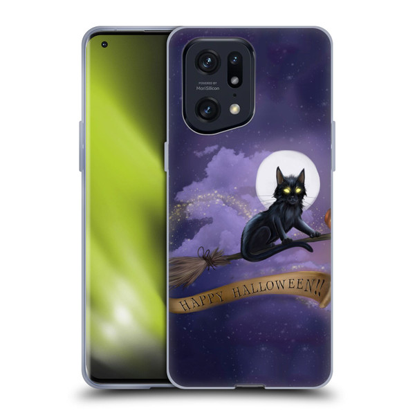 Ash Evans Black Cats Happy Halloween Soft Gel Case for OPPO Find X5 Pro