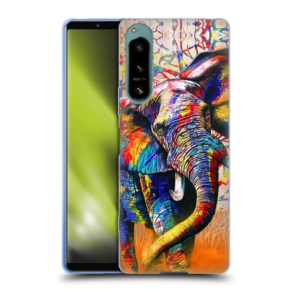 Graeme Stevenson Colourful Wildlife Elephant 4 Soft Gel Case for Sony Xperia 5 IV