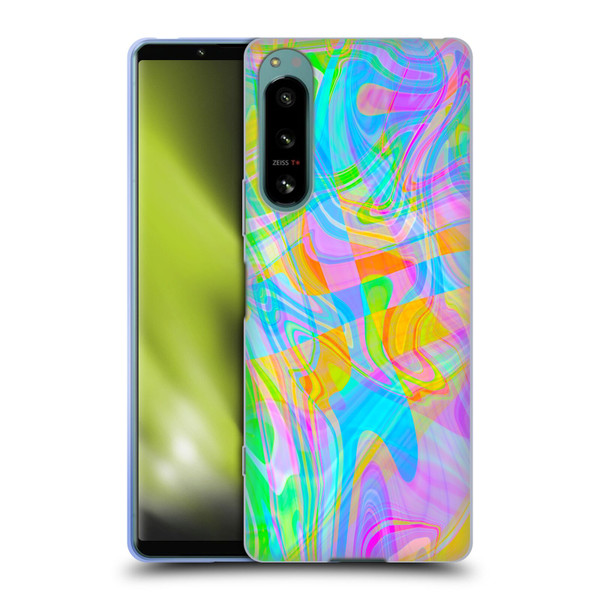Suzan Lind Marble Abstract Rainbow Soft Gel Case for Sony Xperia 5 IV
