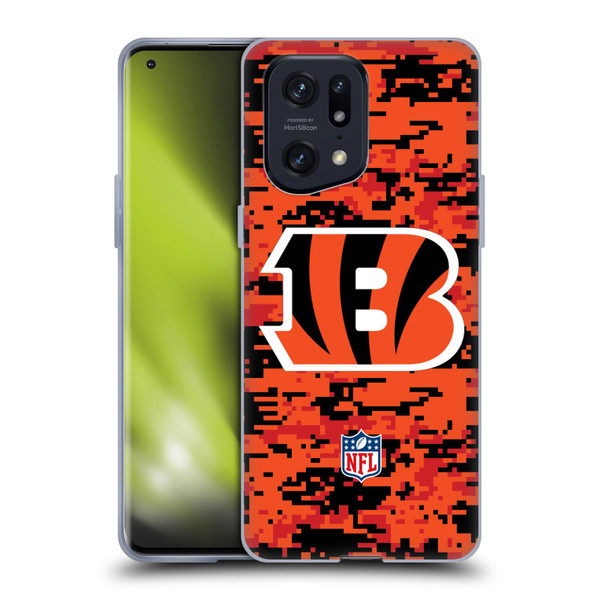 NFL Cincinnati Bengals Graphics Digital Camouflage Soft Gel Case for OPPO Find X5 Pro