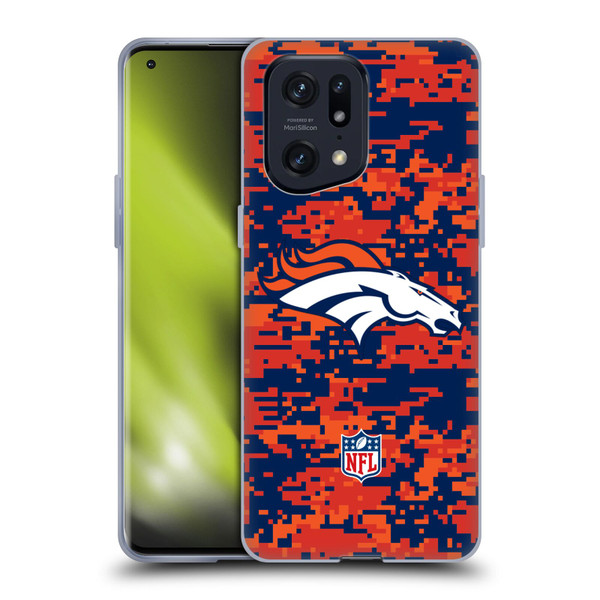 NFL Denver Broncos Graphics Digital Camouflage Soft Gel Case for OPPO Find X5 Pro
