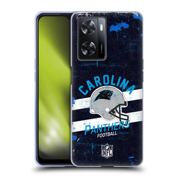 NFL Carolina Panthers Logo Art Helmet Distressed Soft Gel Case for OPPO A57s