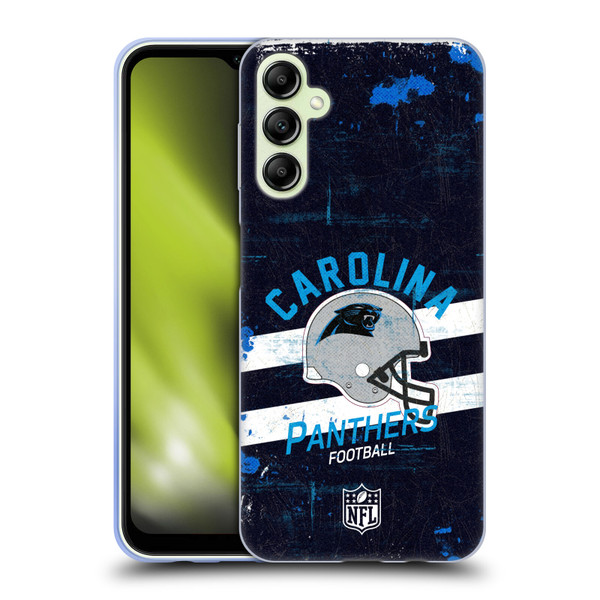 NFL Carolina Panthers Logo Art Helmet Distressed Soft Gel Case for Samsung Galaxy A14 5G