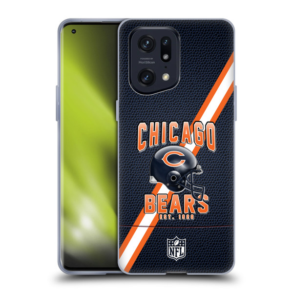 NFL Chicago Bears Logo Art Football Stripes Soft Gel Case for OPPO Find X5 Pro