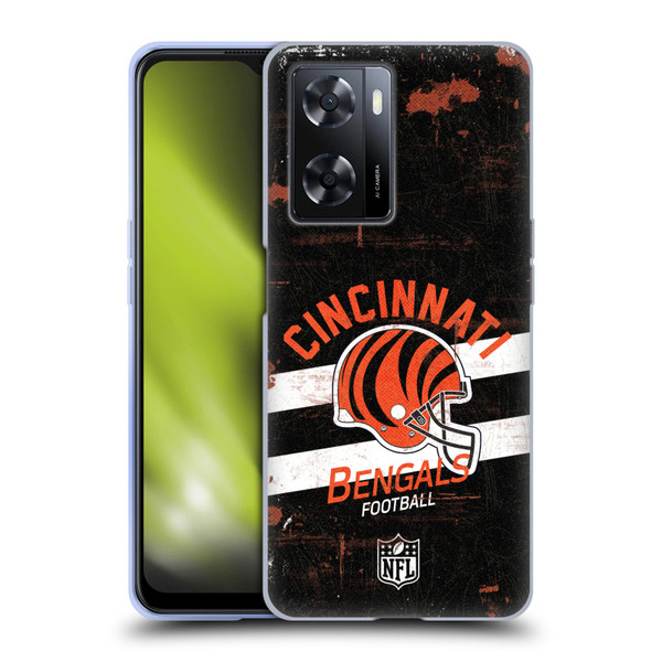 NFL Cincinnati Bengals Logo Art Helmet Distressed Soft Gel Case for OPPO A57s
