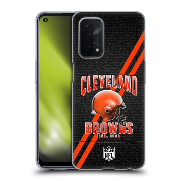 NFL Cleveland Browns Logo Art Football Stripes Soft Gel Case for OPPO A54 5G