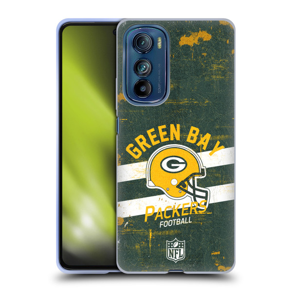 NFL Green Bay Packers Logo Art Helmet Distressed Soft Gel Case for Motorola Edge 30