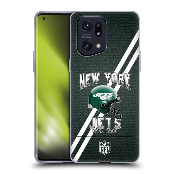 NFL New York Jets Logo Art Football Stripes Soft Gel Case for OPPO Find X5 Pro