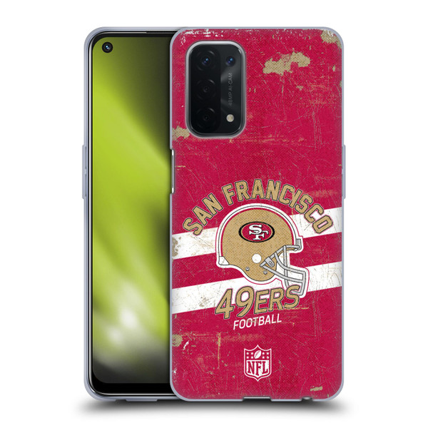 NFL San Francisco 49ers Logo Art Helmet Distressed Soft Gel Case for OPPO A54 5G