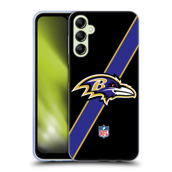 NFL Baltimore Ravens Logo Stripes Soft Gel Case for Samsung Galaxy A14 5G