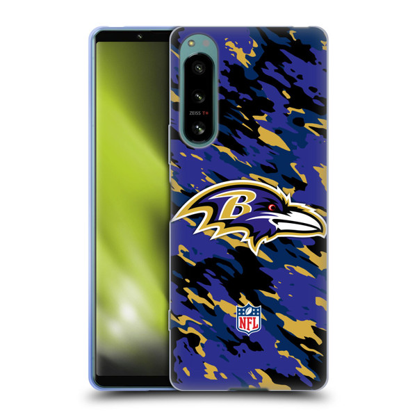 NFL Baltimore Ravens Logo Camou Soft Gel Case for Sony Xperia 5 IV