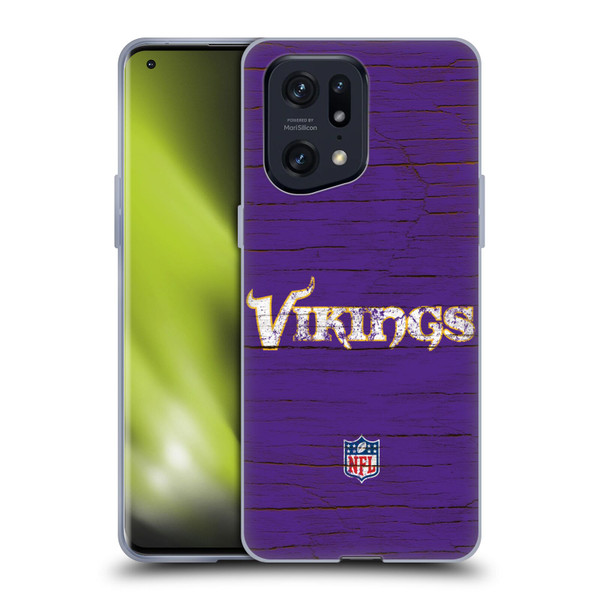 NFL Minnesota Vikings Logo Distressed Look Soft Gel Case for OPPO Find X5 Pro