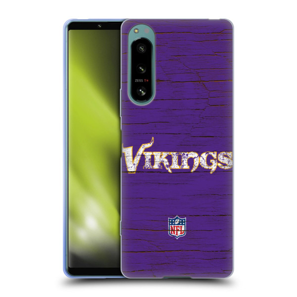 NFL Minnesota Vikings Logo Distressed Look Soft Gel Case for Sony Xperia 5 IV