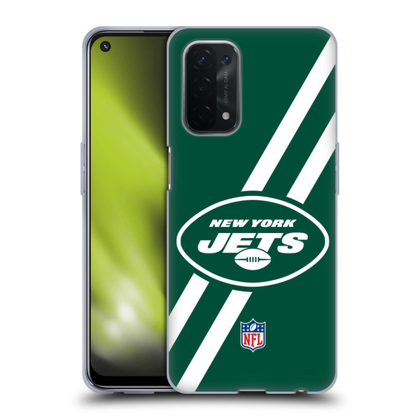 NFL New York Jets Logo Stripes Soft Gel Case for OPPO A54 5G