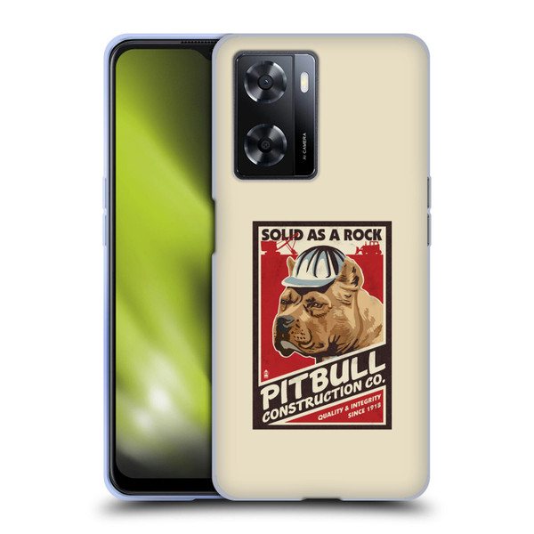 Lantern Press Dog Collection Pitbull Construction Soft Gel Case for OPPO A57s