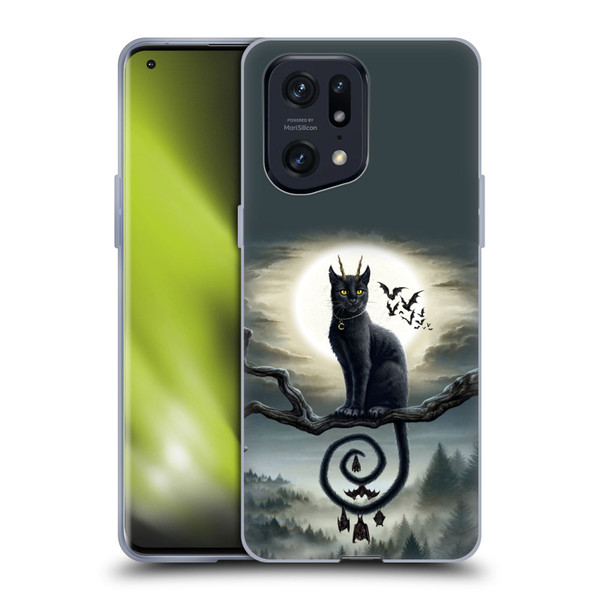 Sarah Richter Animals Gothic Black Cat & Bats Soft Gel Case for OPPO Find X5 Pro
